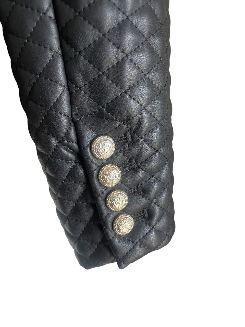 Generation Love Angie Quilted Vegan Leather Blazer Jacket Black 
Size M - Picture 4 of 13